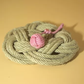 Porte-Clé Rose Pastel en Pomme de Touline – Douceur Marine