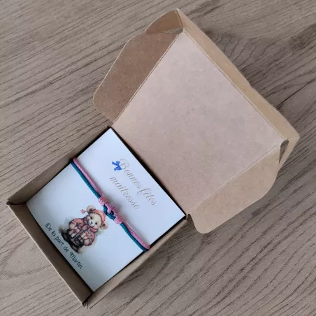 Bracelet Nœud d’Amoureux Rose & Vert – Cadeau Personnalisé pour Nounou | Atelier du nœud marin