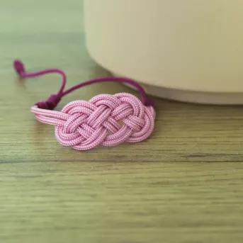 Bracelet Nœud de Carrick Rose – Paracord Artisanal