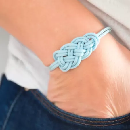Bracelet Nœud de Carrick Bleu Pastel – 4 Finitions Douces | Atelier du nœud marin