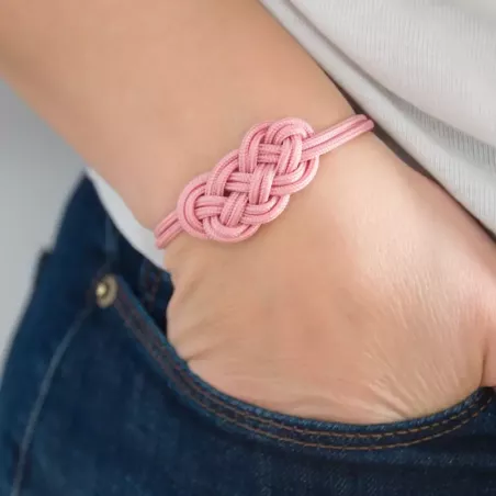 Bracelet Nœud de Carrick Rose – Paracord Artisanal