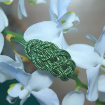Bracelet Nœud de Carrick Vert Forêt – Paracord Résistant – Fait Main France