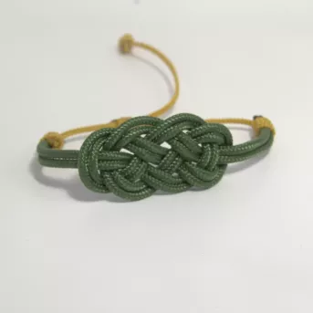 Bracelet Nœud de Carrick Vert Forêt – Paracord Résistant – Fait Main France